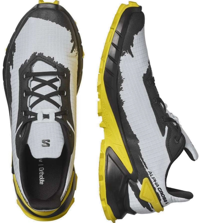 Trailrunning Schoen Salomon Men Alphacross 4 White Black Empire Yellow 7 Trailrunning Schoen Salomon Men Alphacross 4 White Black Empire Yellow - Afbeelding 5