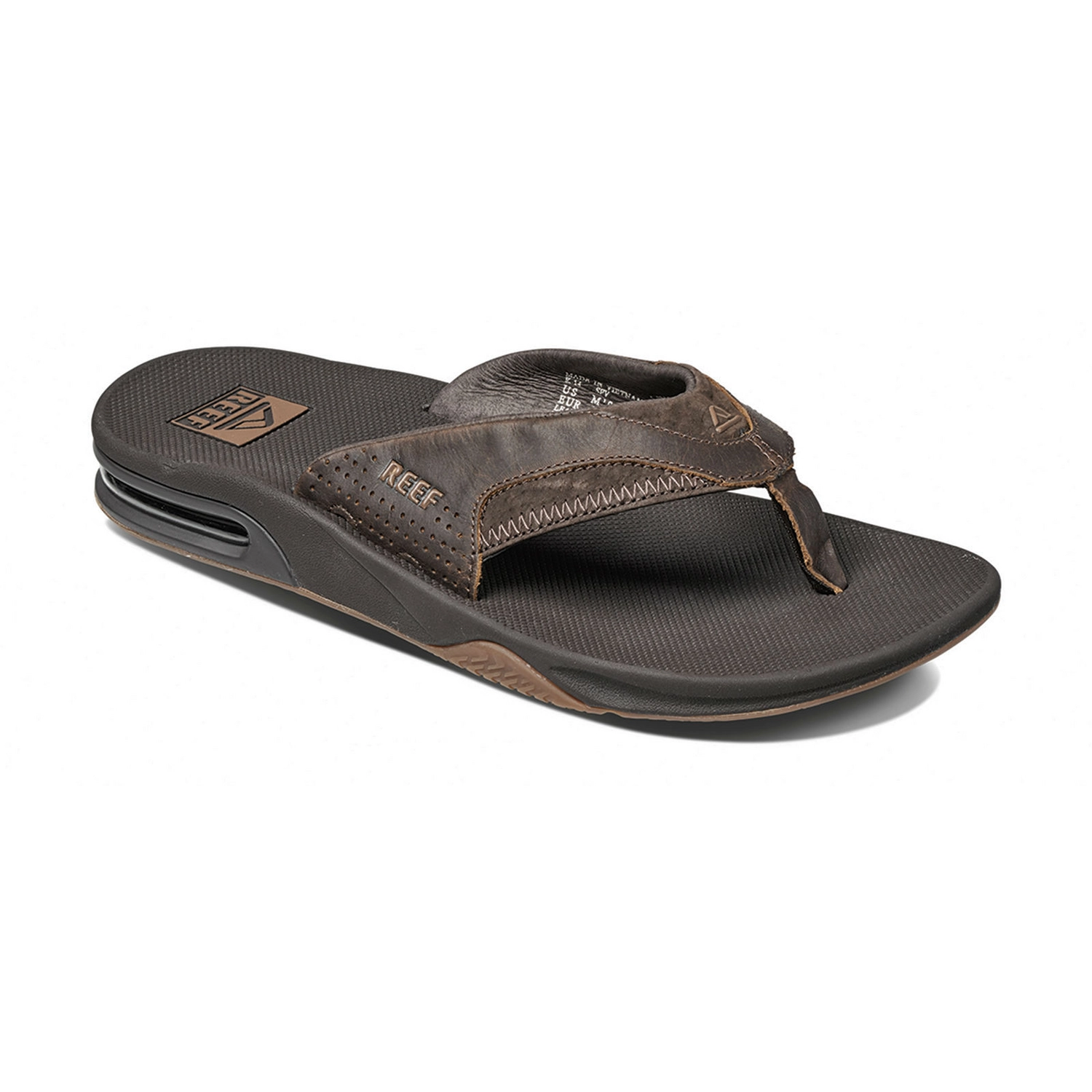 Slipper Reef Men Leather Fanning Dark Brown 3 Slipper Reef Men Leather Fanning Dark Brown